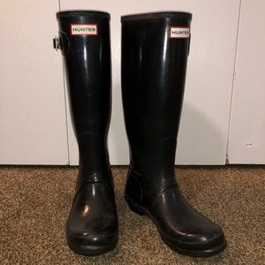 Black Glossy Tall Hunter Boots